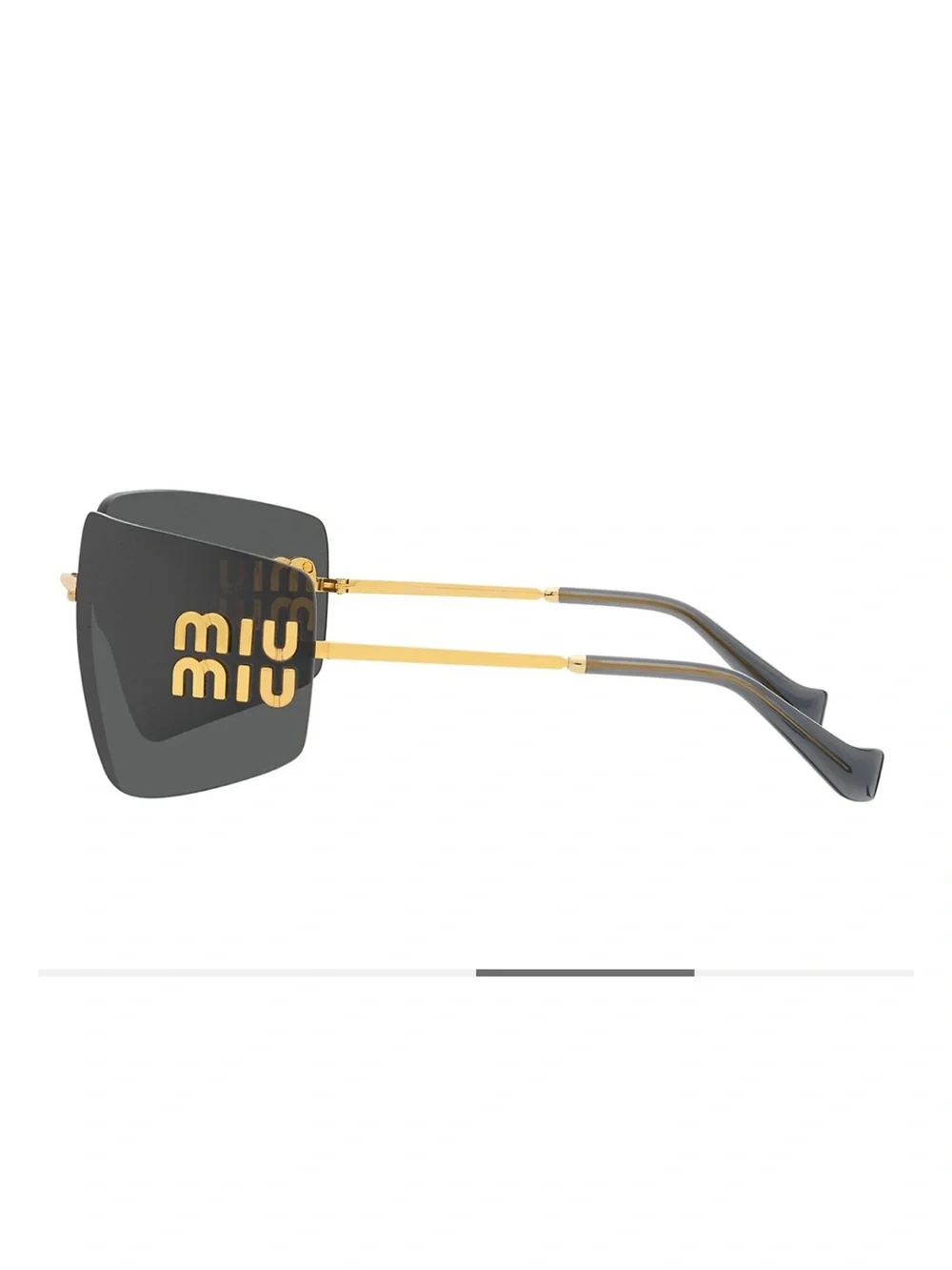 Miu Miu rectangle wrap sunglasses. Dark gray with gold logo. Authentic.